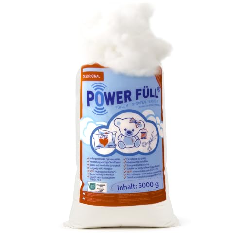 Füllwatte Power Füll 5kg 5x 1KG 5KG Ökotex antiallergisch waschbar 95°C hochflauschig Kissenfüllung Bastelwatte Füllmaterial Stopfmaterial