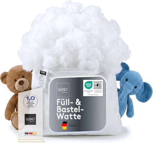 LILENO HOME Füllwatte 500g im praktischen Vlies Beutel - Füllmaterial u. Füllwatte für Kuscheltiere, Kissen, Basteln - Kissen Füllung waschbar bis 95 °C - perfekt als Watte o. Bastelwatte