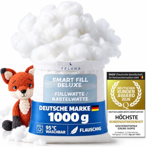 FELUNA® Füllwatte 1 kg – Kissenfüllung & Bastelwatte, Formstabil