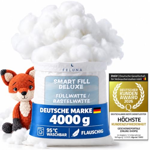 FELUNA® Füllwatte 4 kg, formstabiles Polyester Füllmaterial für Kissen