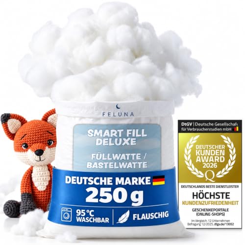 FELUNA® Füllwatte 250g für Kissen & Kuscheltiere, weiches Füllmaterial
